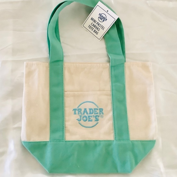 Pastel Trader Joe’s mini tote bags Pink NWT - Picture 5 of 6